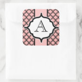 Monogramm-Aufkleber für die schwarze Spitze Quadratischer Aufkleber (Tasche)