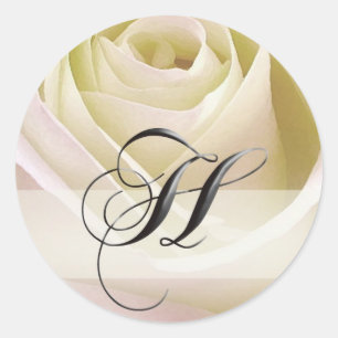 Monogramm-Aufkleber für die White Bridal Rose...In Runder Aufkleber