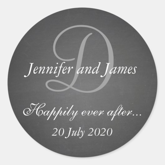 Monogramm-Aufkleber für Gastgeschenke Hochzeiten a Runder Aufkleber (Vorderseite)