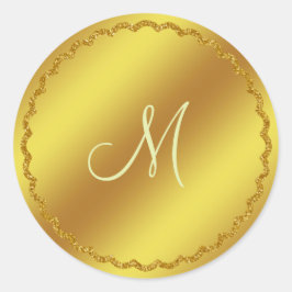 Monogramm-Aufkleber für Gold-Imitate Runder Aufkleber