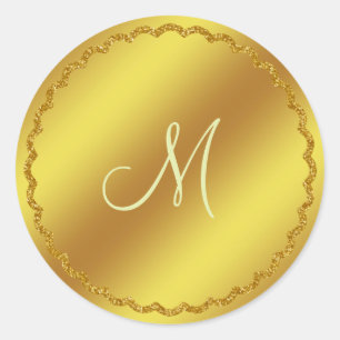 Monogramm-Aufkleber für Gold-Imitate Runder Aufkleber