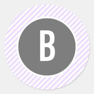 Monogramm-Aufkleber für lila Streifen Runder Aufkleber