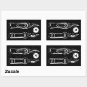 Monogramm-Aufkleber für Vintage ILLUSTRATION-Aufkl Rechteckiger Aufkleber (Blatt)