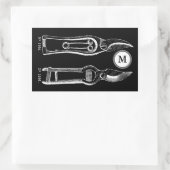 Monogramm-Aufkleber für Vintage ILLUSTRATION-Aufkl Rechteckiger Aufkleber (Tasche)