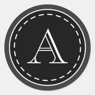 Monogramm-Aufkleber im Tafelstil Runder Aufkleber
