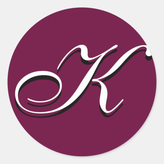 Monogramm-Aufkleber - "K" individuell anpassbar Runder Aufkleber (Vorderseite)