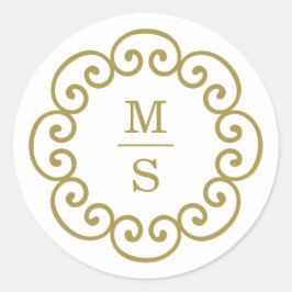 Monogramm-Aufkleber oder Monogramm-Hochzeitsticker Runder Aufkleber