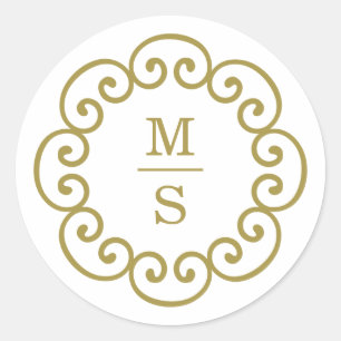 Monogramm-Aufkleber oder Monogramm-Hochzeitsticker Runder Aufkleber