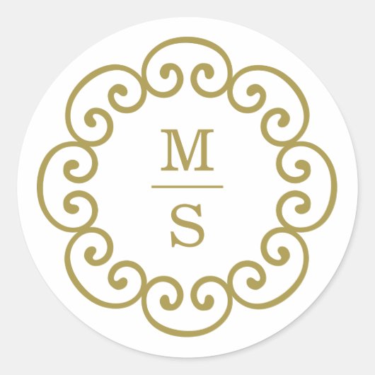 Monogramm-Aufkleber oder Monogramm-Hochzeitsticker Runder Aufkleber (Vorderseite)