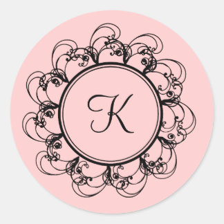 Monogramm-Aufkleber (pink) Runder Aufkleber