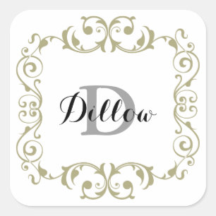 Monogramm-Aufkleber Quadratischer Aufkleber