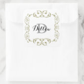 Monogramm-Aufkleber Quadratischer Aufkleber (Tasche)