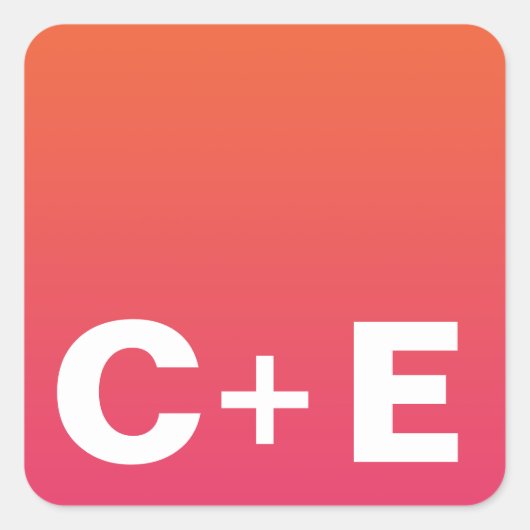 Monogramm-Aufkleber Quadratischer Aufkleber (Vorderseite)