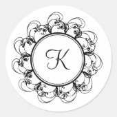 Monogramm-Aufkleber (weiß) Runder Aufkleber (Vorderseite)