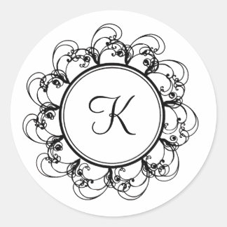 Monogramm-Aufkleber (weiß) Runder Aufkleber