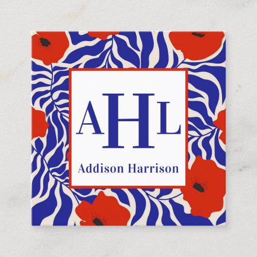 Monogramm-Aufruhekarte, Monogramm-Aufkleberkarten Quadratische Visitenkarte (Vorderseite)