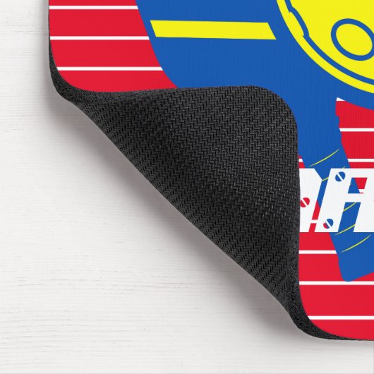 Monogramm Auge, rot-blaues Pickleball Mousepad (Ecke)