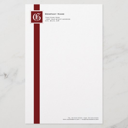 Monogramm aus beruflichem Rot, Schwarzweiß und Str Briefpapier (Vorderseite)