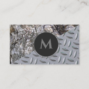 Monogramm aus Bio Holzkörnblech Visitenkarte