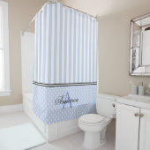 Monogramm aus blau-weißen Streifen Duschvorhang (Beispiel)