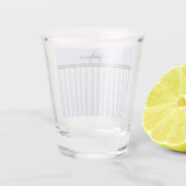 Monogramm aus blau-weißen Streifen Schnapsglas (Rückseite)