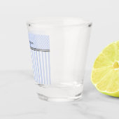 Monogramm aus blau-weißen Streifen Schnapsglas (Rechts)