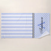 Monogramm aus blau-weißen Streifen Strandtuch (Vorderseite)