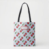 Monogramm aus blauem Gingham und Kirschen Tasche (Vorderseite)