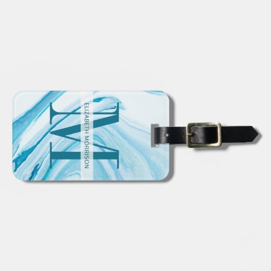 Monogramm aus blauem Marmor Gepäckanhänger (Vorderseite horizontal)