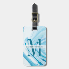 Monogramm aus blauem Marmor Gepäckanhänger