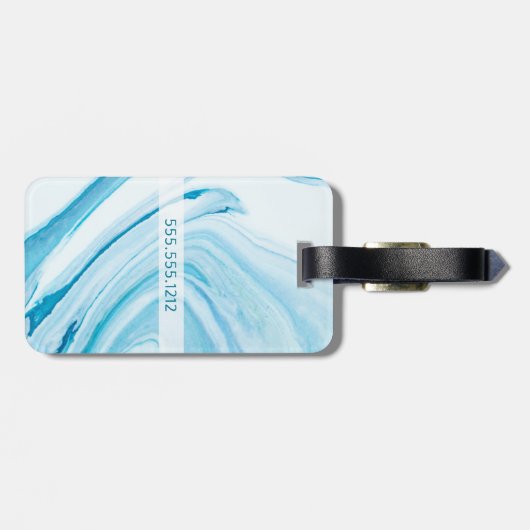 Monogramm aus blauem Marmor Gepäckanhänger (Rückseite horizontal)