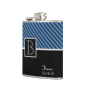 Monogramm aus blauem Streifen mit veränderlicher F Flachmann (Links)