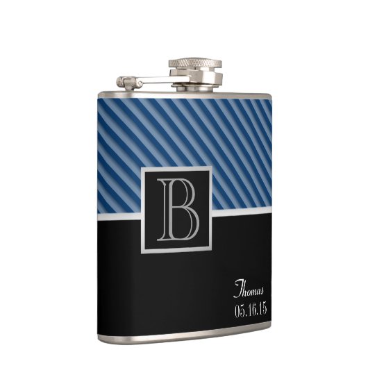 Monogramm aus blauem Streifen mit veränderlicher F Flachmann (Rechts)