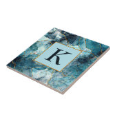 Monogramm aus blauem und goldglattem Marmor Fliese (Seite)