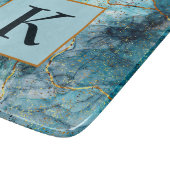 Monogramm aus blauem und goldglattem Marmor Schneidebrett (Ecke)