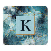 Monogramm aus blauem und goldglattem Marmor Schneidebrett (Vorderseite)