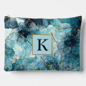 Monogramm aus blauem und goldglattem Marmor Zubehörtasche (Vorderseite)