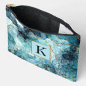 Monogramm aus blauem und goldglattem Marmor Zubehörtasche (Offen)