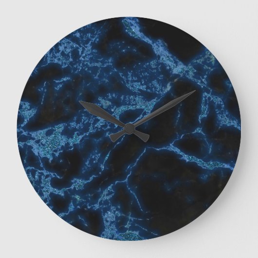 Monogramm aus blauem und schwarzem Marmor Große Wanduhr (Vorderseite)