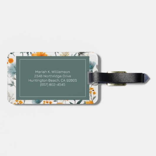 Monogramm aus Bohemischem Grau, Sage & Gold Gepäckanhänger (Rückseite horizontal)