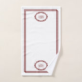 Monogramm aus Burgund in Blumenovalen mit Rechteck Badhandtuch Set (Handtuch)