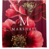 Monogramm aus Burgund Rot und Gold Duschvorhang (Vorderseite)