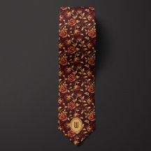 Monogramm aus Burgund und Gold-Floral