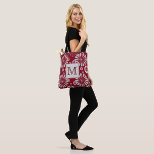 Monogramm aus Burgund und Grauflor Tasche