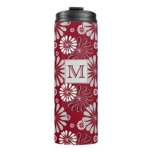 Monogramm aus Burgund und Grauflor Thermosbecher (Vorderseite)