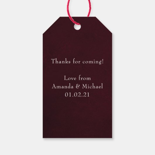 Monogramm aus Burgund und Rosa Diamantblütenfarbe Geschenkanhänger (Rückseite)