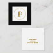 Monogramm aus einfachem Gold, personalisiert Quadratische Visitenkarte (Vorne/Hinten)