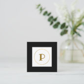 Monogramm aus einfachem Gold, personalisiert Quadratische Visitenkarte (Stehend Vorderseite)