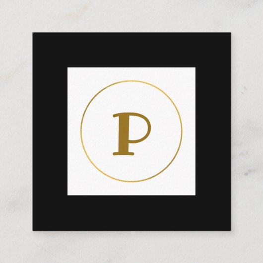 Monogramm aus einfachem Gold, personalisiert Quadratische Visitenkarte (Vorderseite)