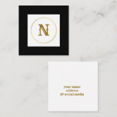 Monogramm aus einfachem Gold, personalisiert Quadratische Visitenkarte (Vorne/Hinten)